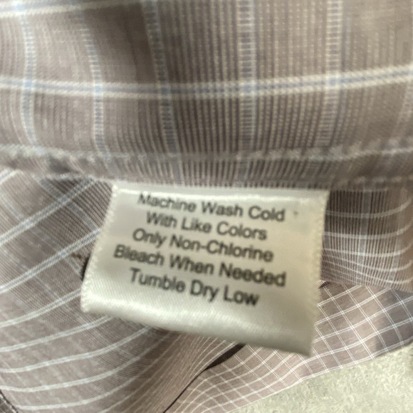 Joseph Abboud Brown Check Non Iron Dress Shirt Size XL Button Up - Picture 11 of 12